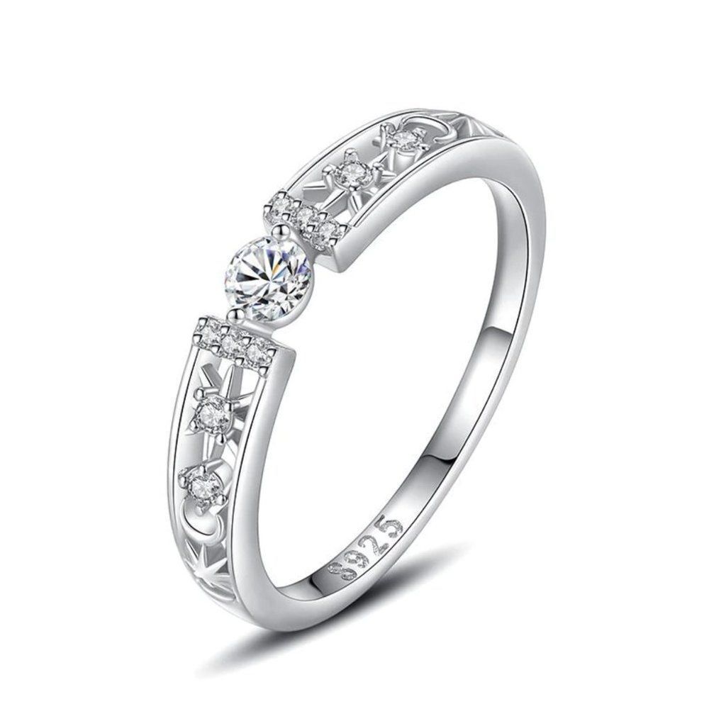 Celestial Sterling Silver Cubic Zirconia Crystal Ring - Picture 4 of 6